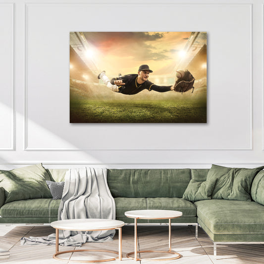 Baseball Catcher's Stance Canvas Wall Art