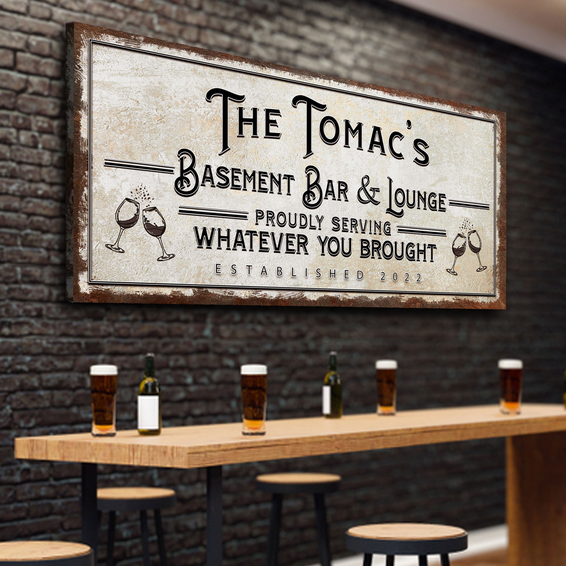 Bar & Lounge Sign Rustic Basement Bar Wall Decor