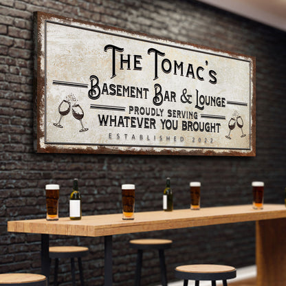 Bar & Lounge Sign Rustic Basement Bar Wall Decor