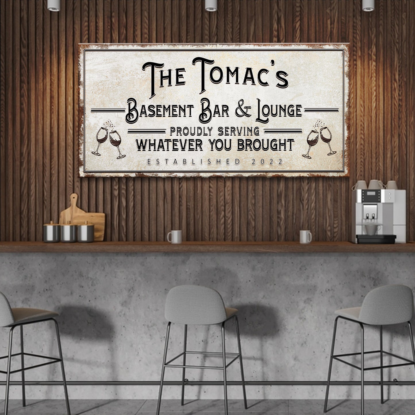 Bar & Lounge Sign Rustic Basement Bar Wall Decor
