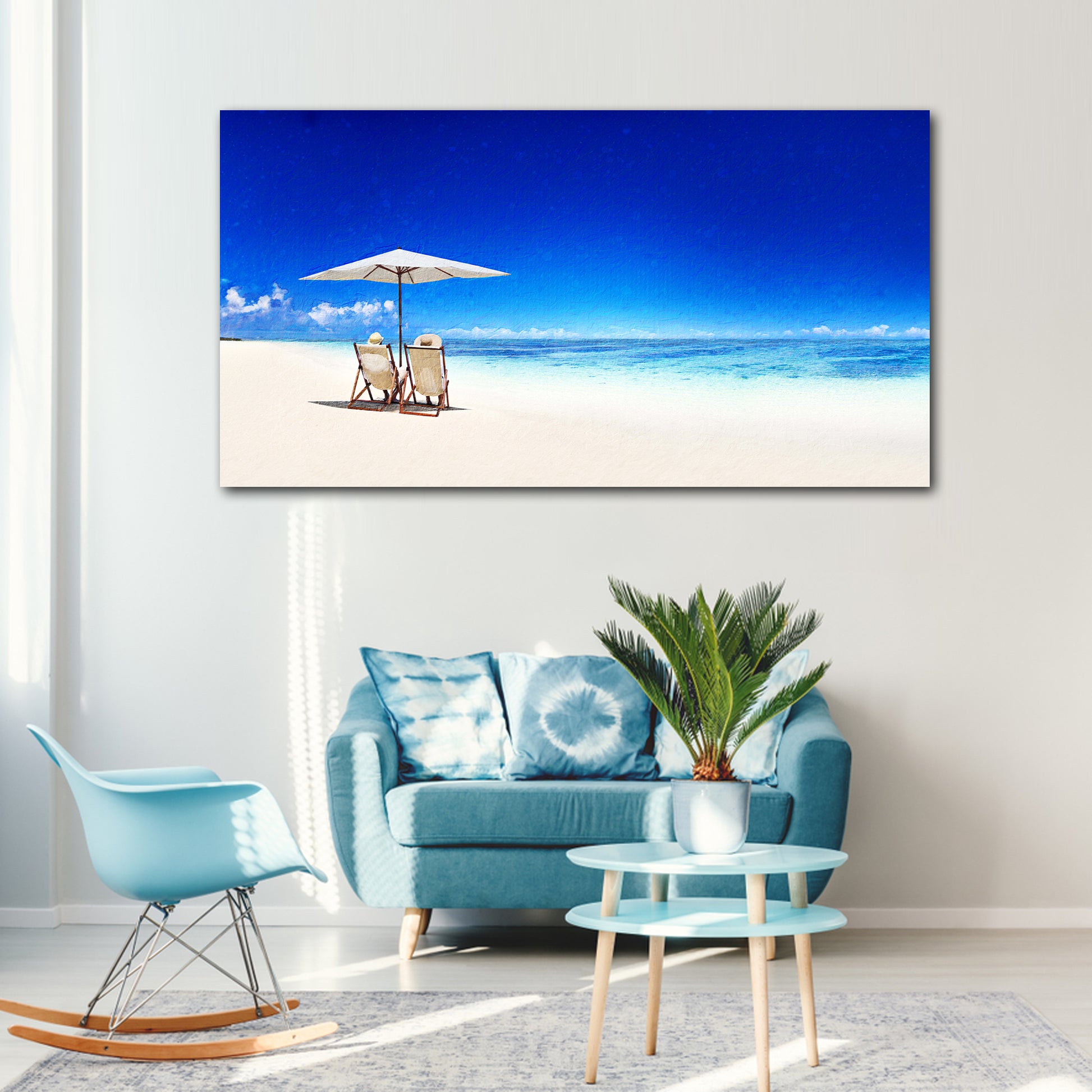Sandy Shoreline Chairs Canvas Wall Art