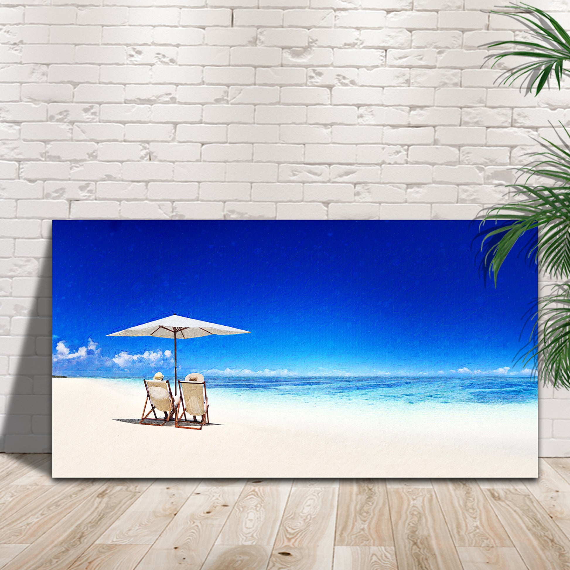 Sandy Shoreline Chairs Canvas Wall Art