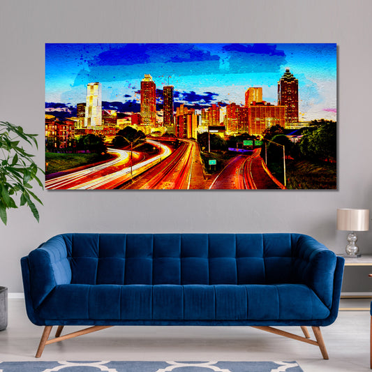 Atlanta City Skyline Canvas Wall Art