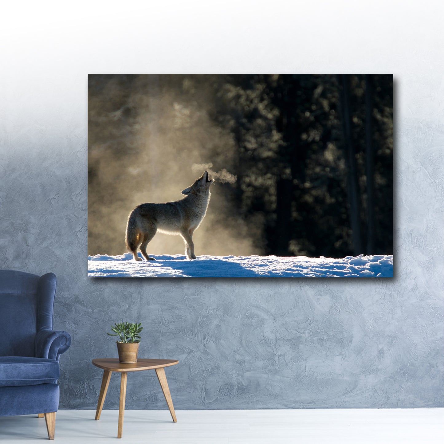 Howling Coyote in the Wild Canvas Wall Art