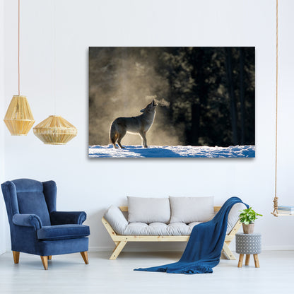 Howling Coyote in the Wild Canvas Wall Art