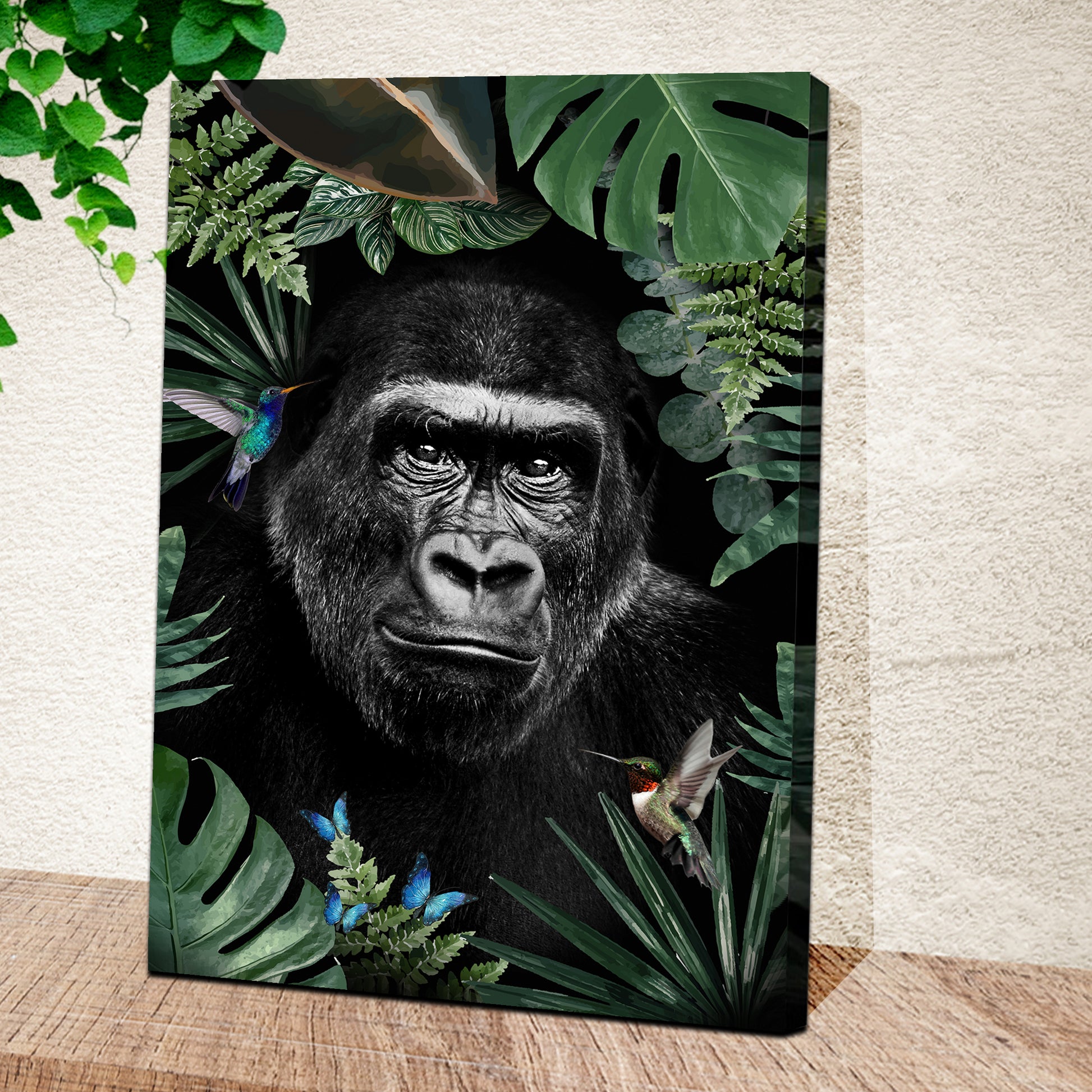 Green-Hued Forest Monkey Canvas Wall Art