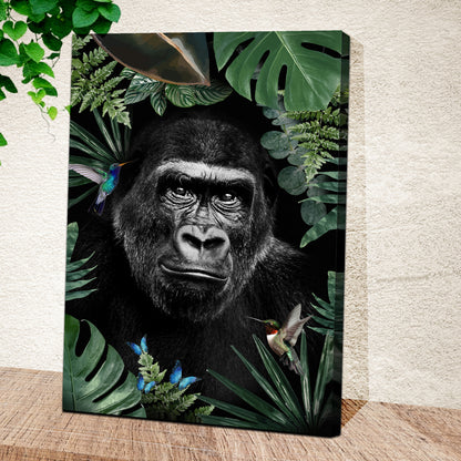 Green-Hued Forest Monkey Canvas Wall Art