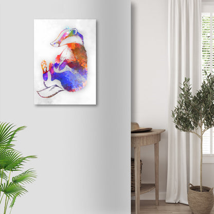 Abstract Watercolor Badger in the Forest Canvas Art