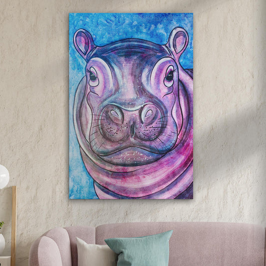 Adorable Baby Hippo in Canvas Wall Art