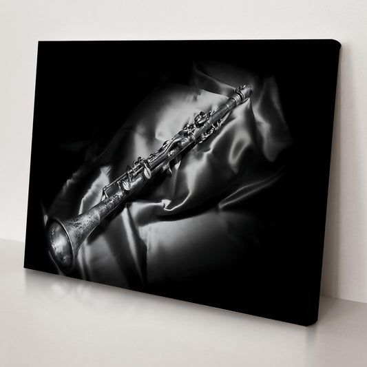 Monochromatic Melodies Clarinet Monochrome Canvas Wall Art