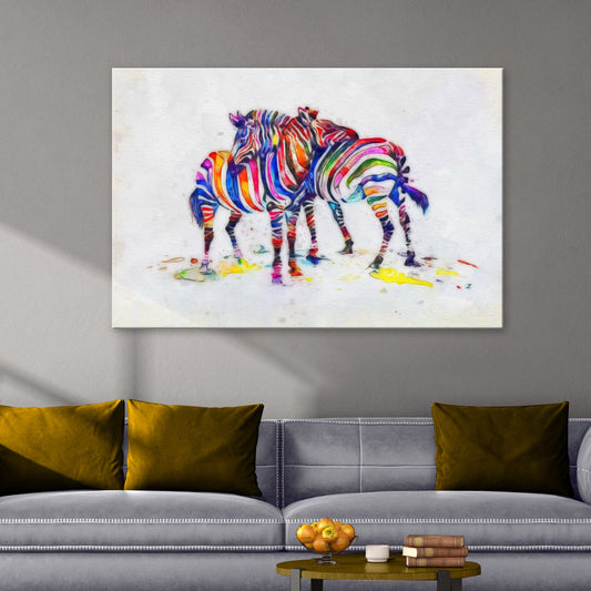 Zebra Elegance in Watercolor Abstract Art on Canvas