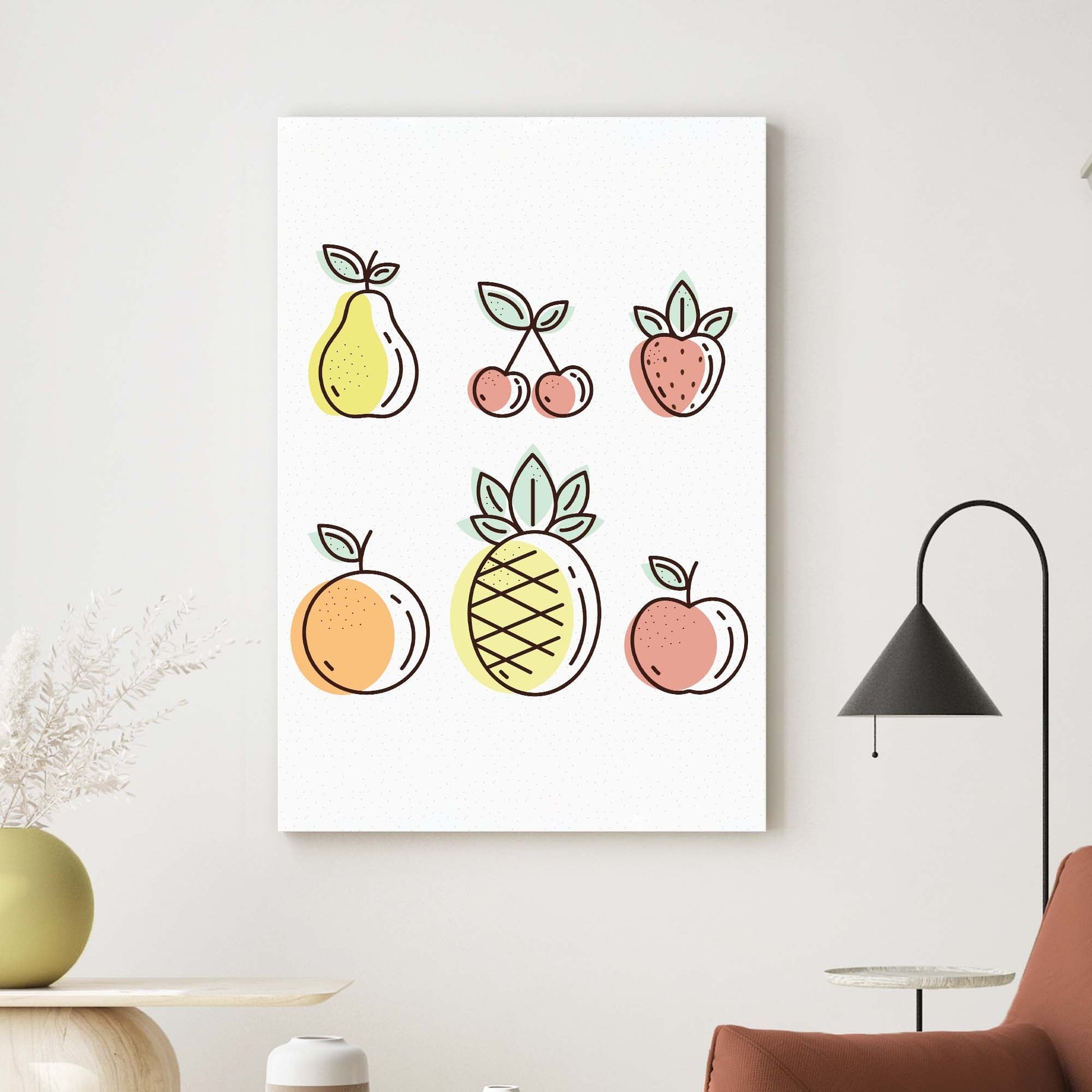 Abstract Fruit Sketches Wall Art with Line Artistry