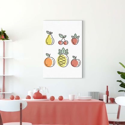 Abstract Fruit Sketches Wall Art with Line Artistry