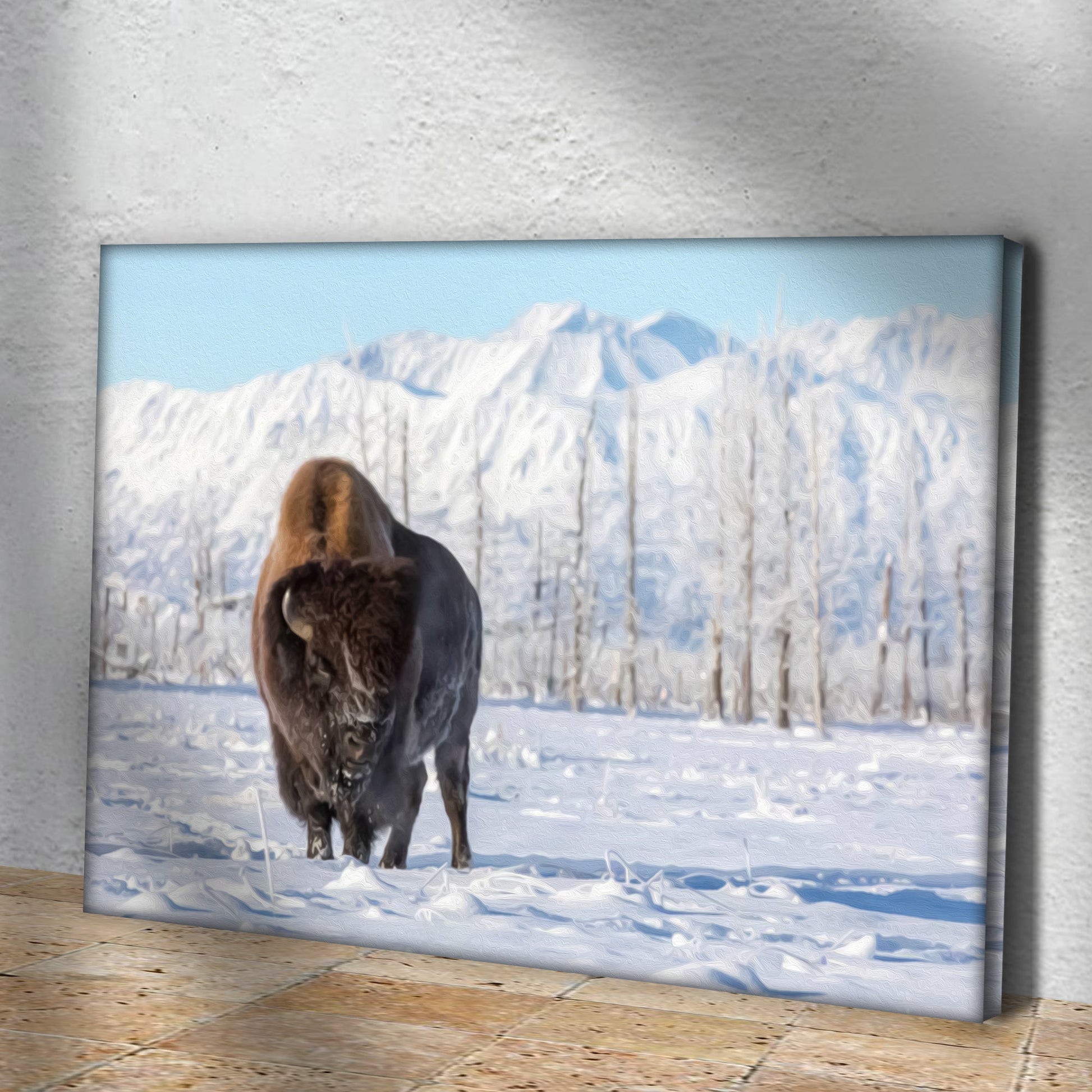 Winter Bison Dreams Canvas Wall Art