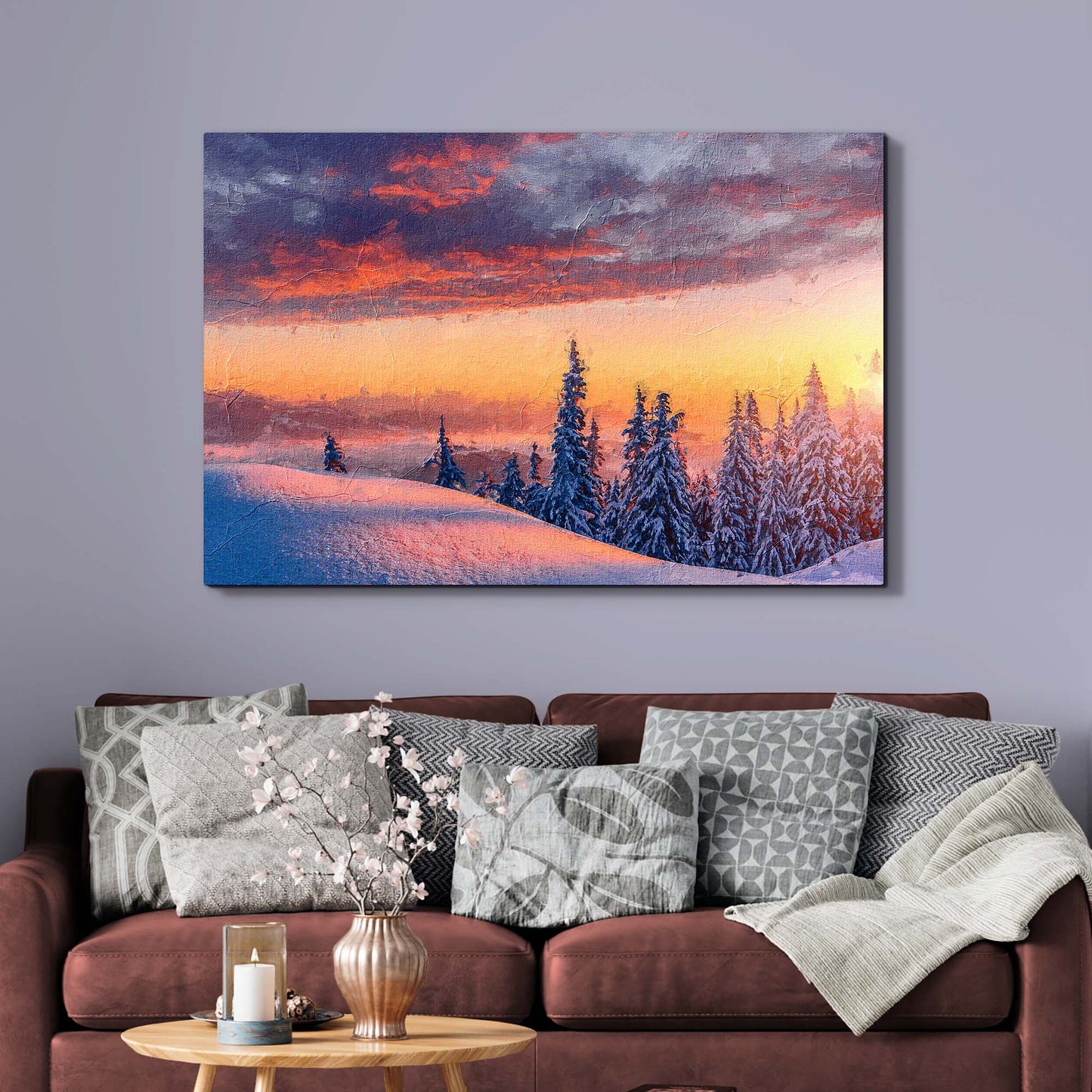 Arctic Mountain at Sunset  Canvas Wall Art with Nature