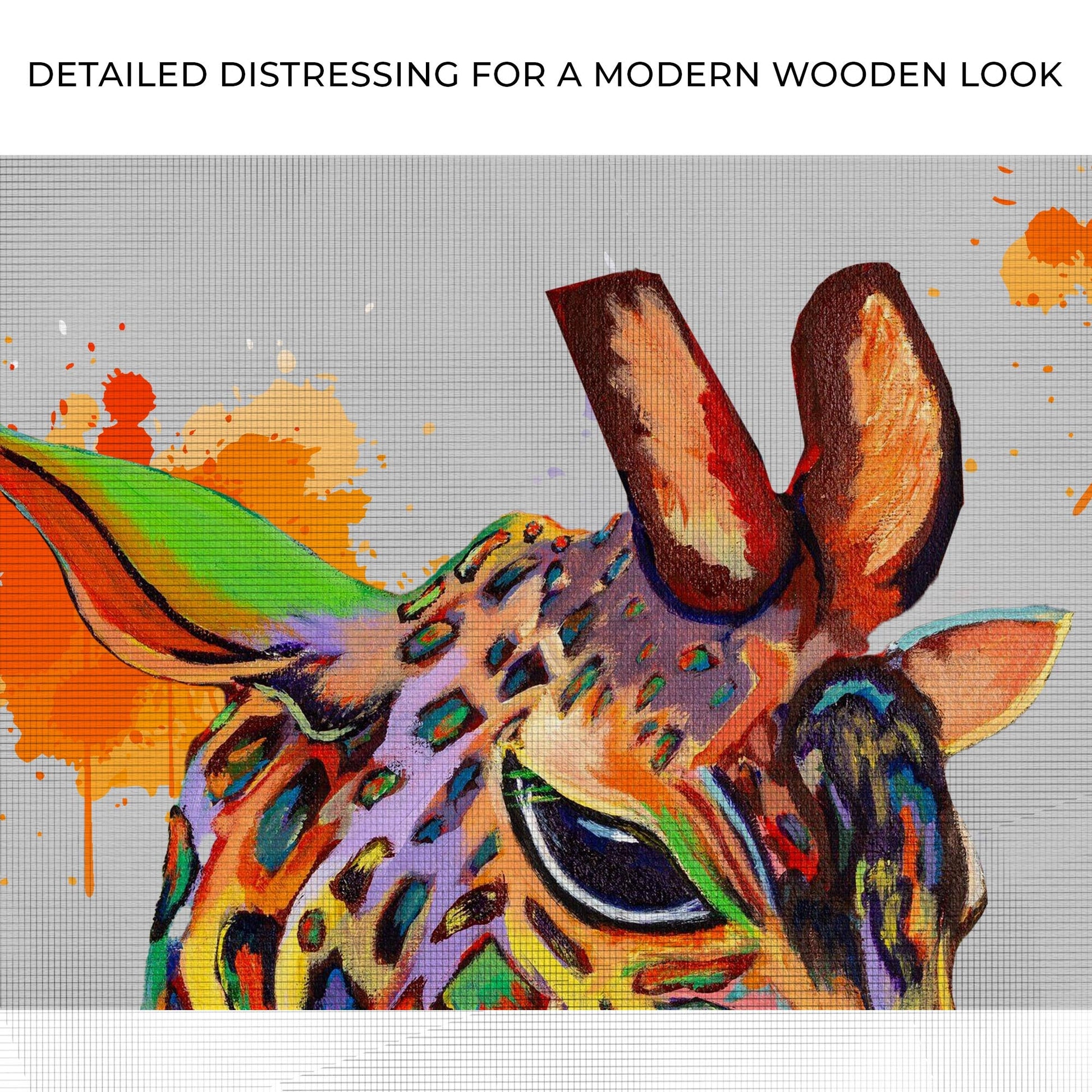 Abstract Watercolor Safari  Wall Art with Giraffe Portrait