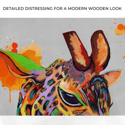 Abstract Watercolor Safari  Wall Art with Giraffe Portrait