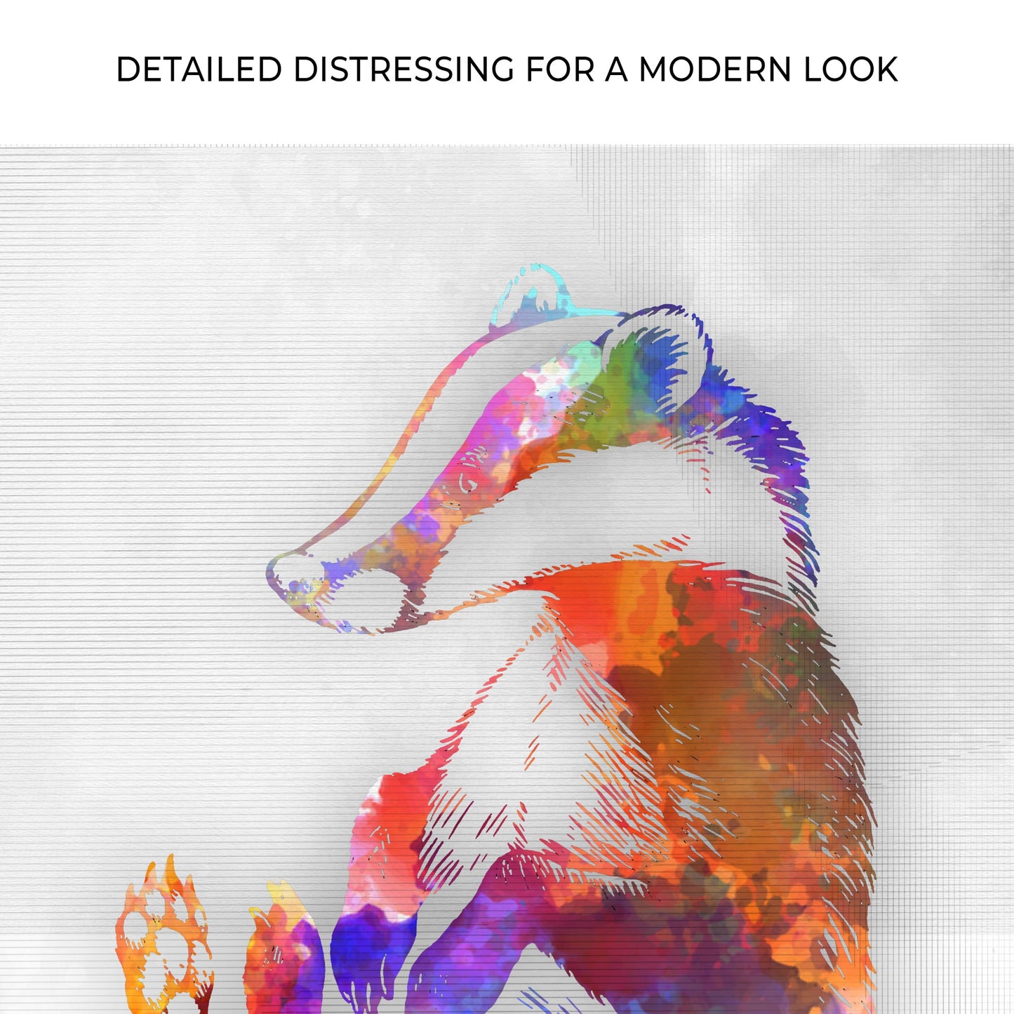 Abstract Watercolor Badger in the Forest Canvas Art