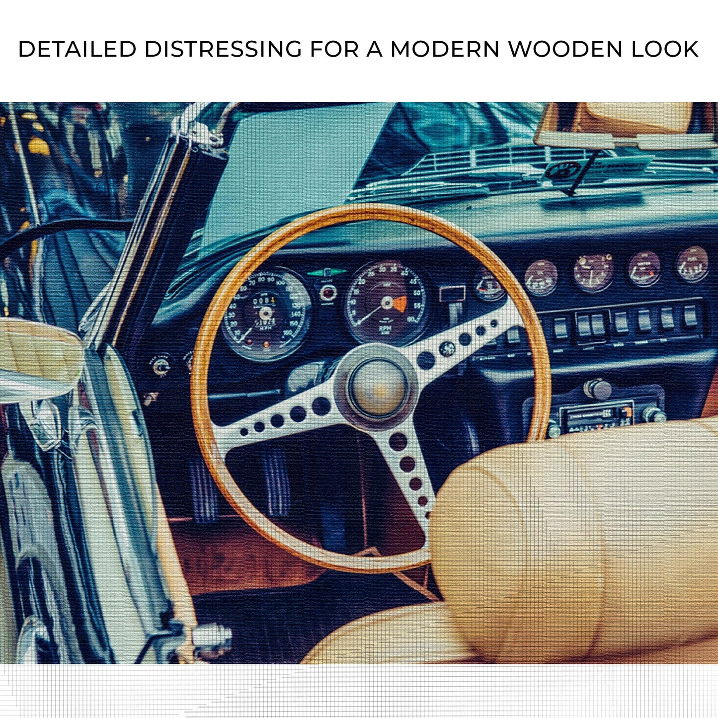 Nostalgic Drive Classic Car Retro Dashboard Canvas Wall Art