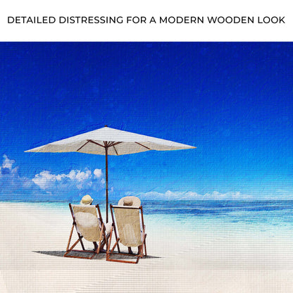 Sandy Shoreline Chairs Canvas Wall Art