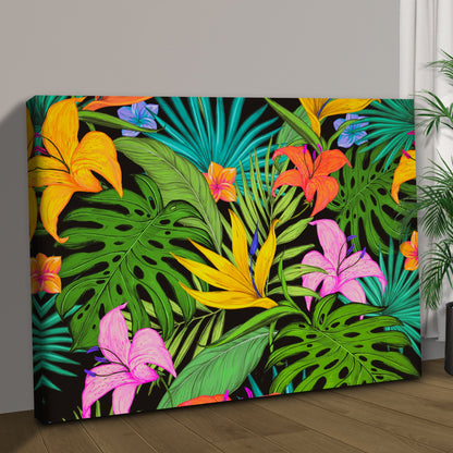 Vibrant Botanical Medley Colorful Tropical Plants Canvas Wall Art