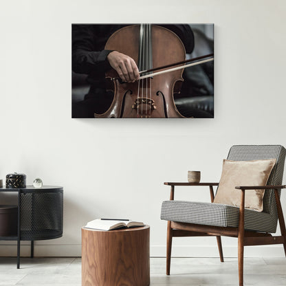 Melodic Mastery Cello Playing Canvas Wall Art