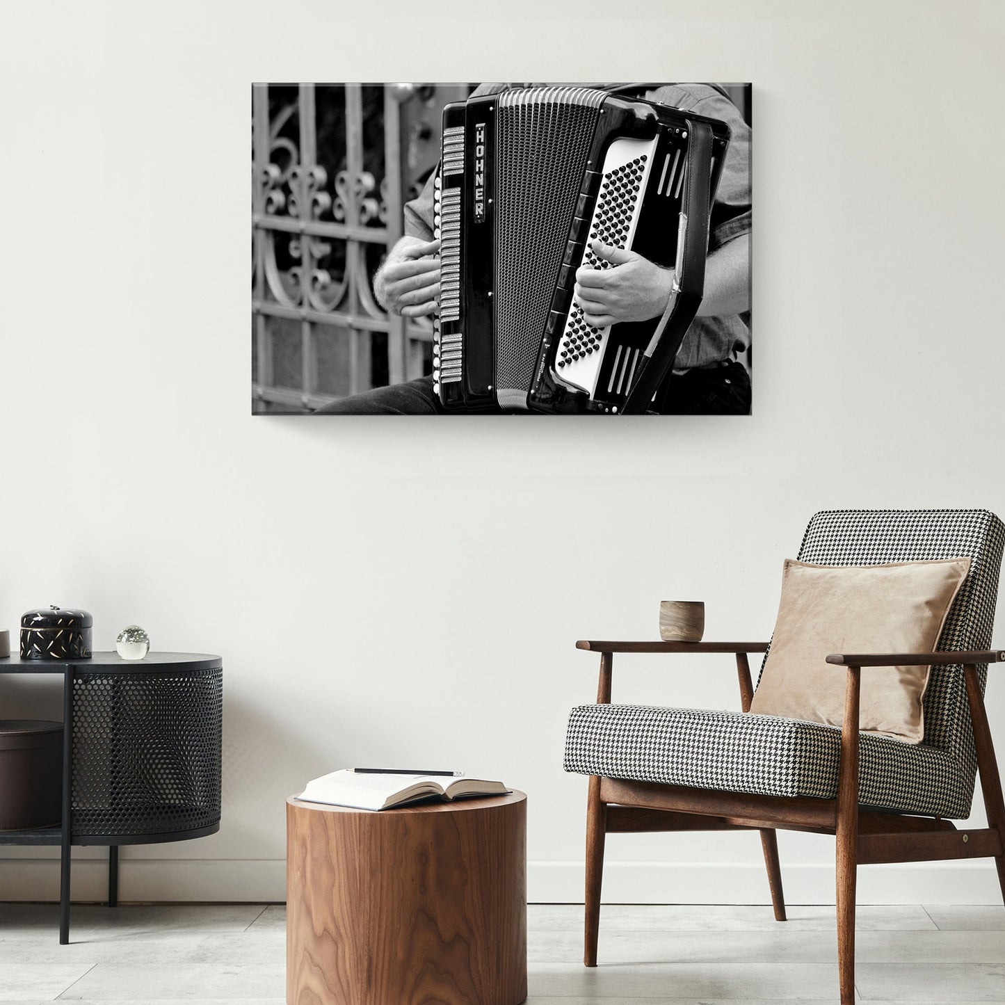 Monochromatic Accordion Design Canvas Wall Art