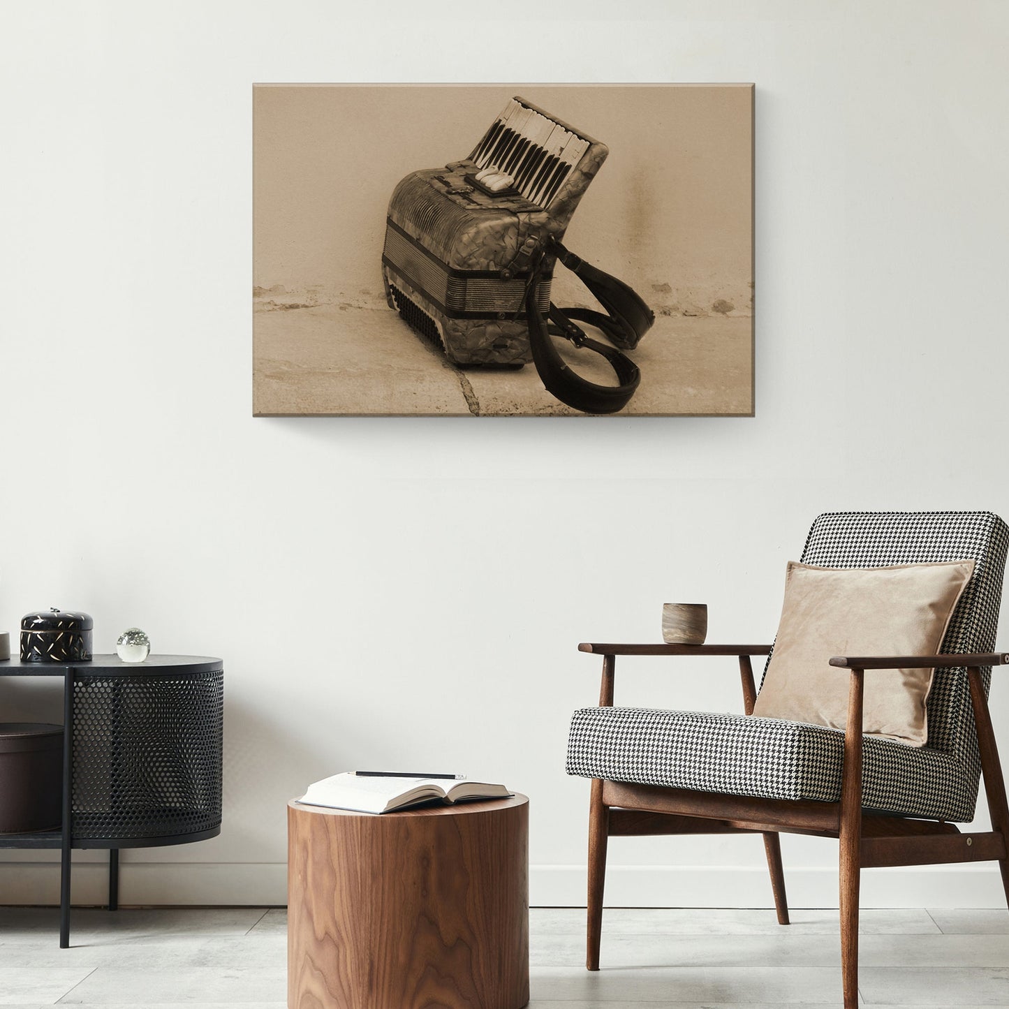 Sepia Accordion Harmony Wall Art in Tonal Elegance