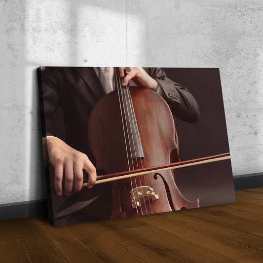 Grunge Serenade Cello Grunge Canvas Wall Art