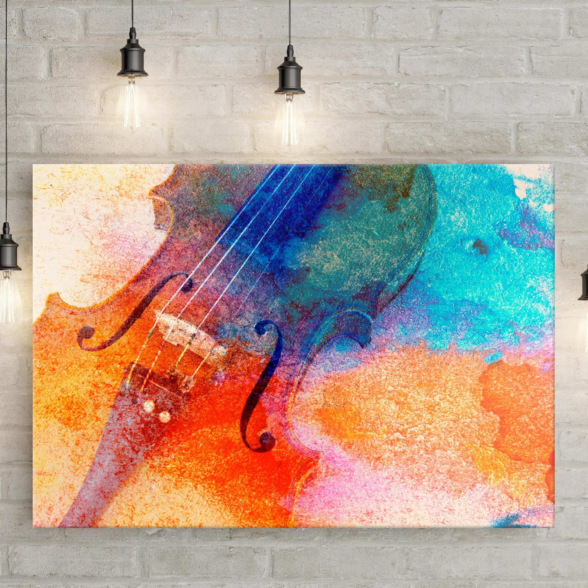 Retro Reverie Cello Retro Canvas Wall Art