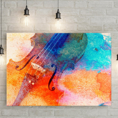 Retro Reverie Cello Retro Canvas Wall Art