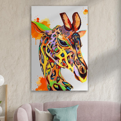 Abstract Watercolor Safari  Wall Art with Giraffe Portrait