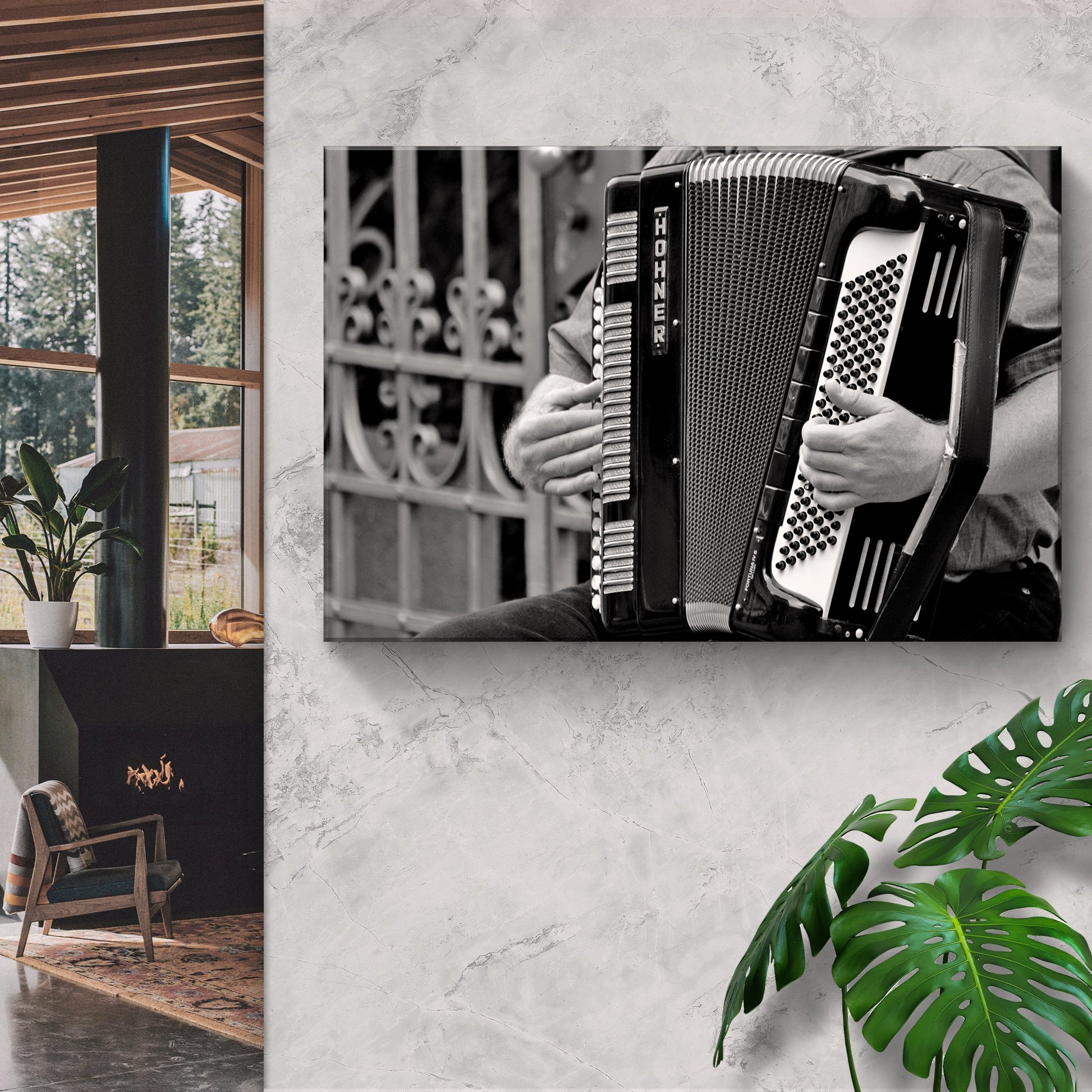 Monochromatic Accordion Design Canvas Wall Art