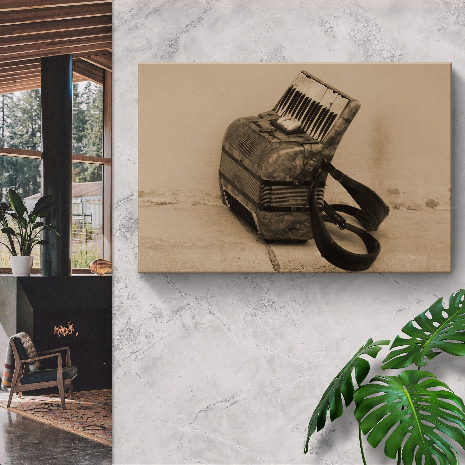 Sepia Accordion Harmony Wall Art in Tonal Elegance