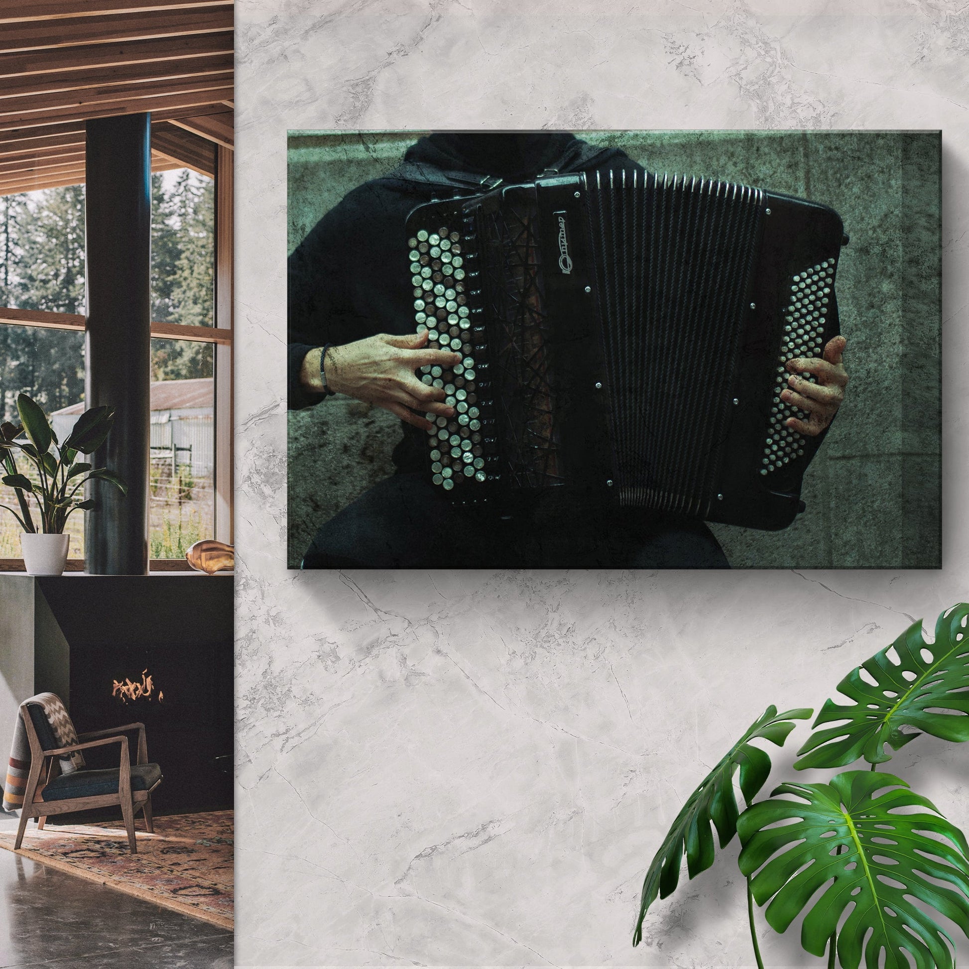 Canvas Wall Art with Grunge Accordion Aesthetic