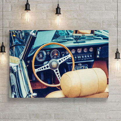 Nostalgic Drive Classic Car Retro Dashboard Canvas Wall Art