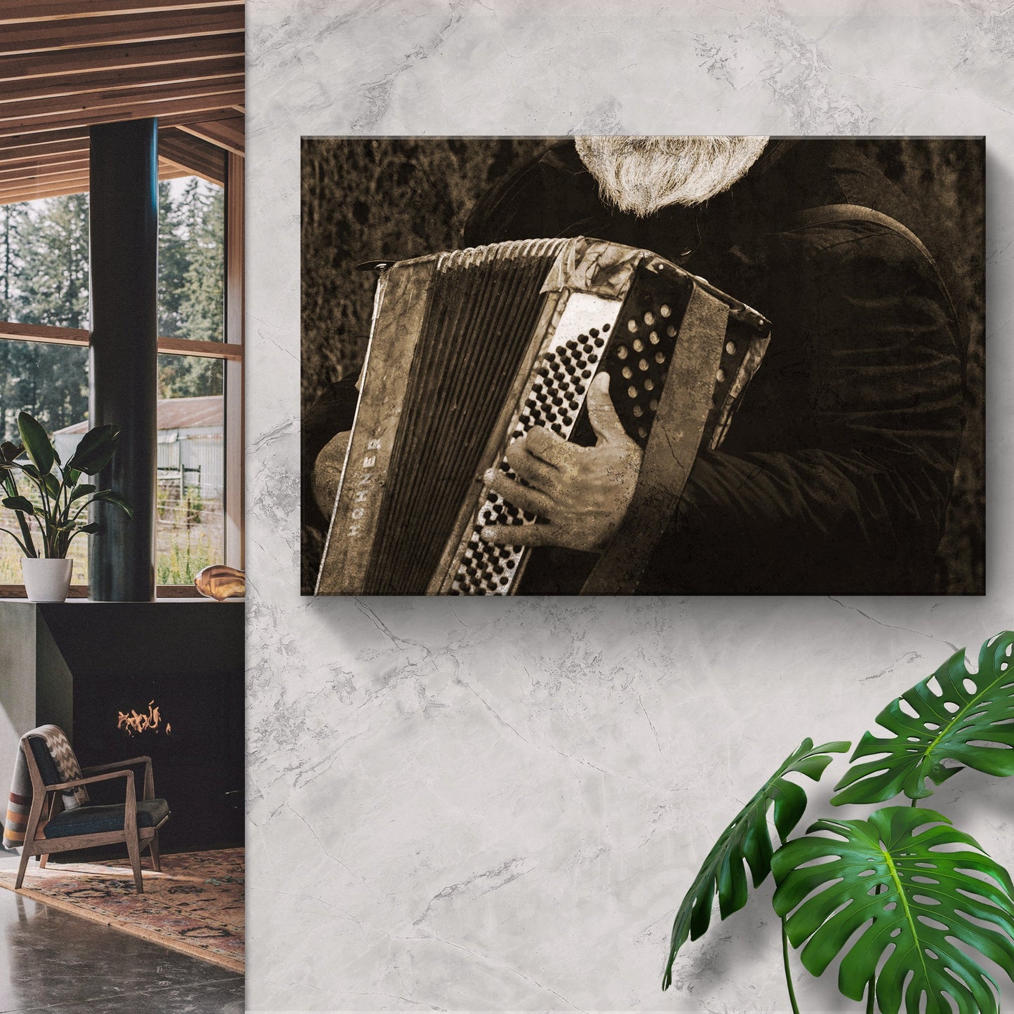 Canvas Wall Decor with Rustic Accordion Charm