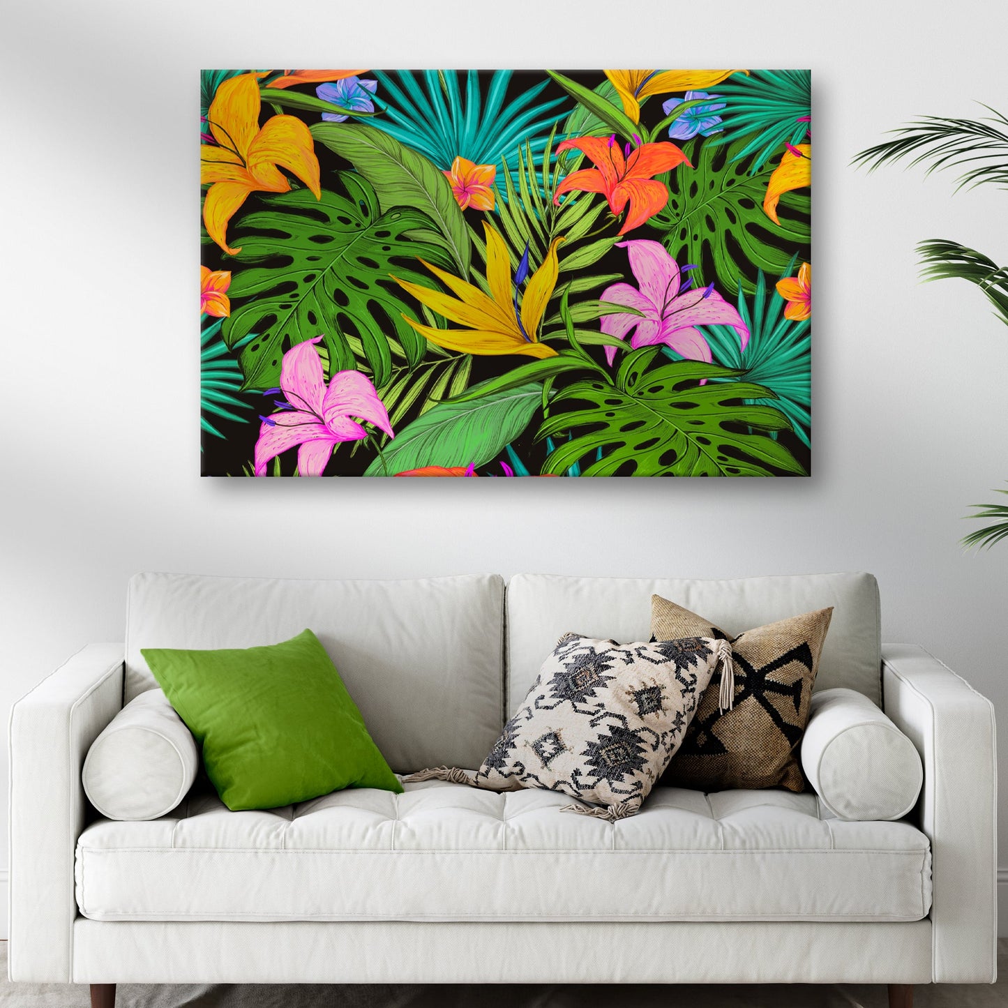 Vibrant Botanical Medley Colorful Tropical Plants Canvas Wall Art