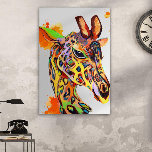 Abstract Watercolor Safari  Wall Art with Giraffe Portrait