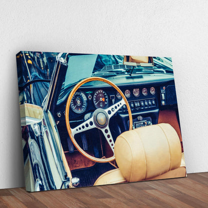 Nostalgic Drive Classic Car Retro Dashboard Canvas Wall Art
