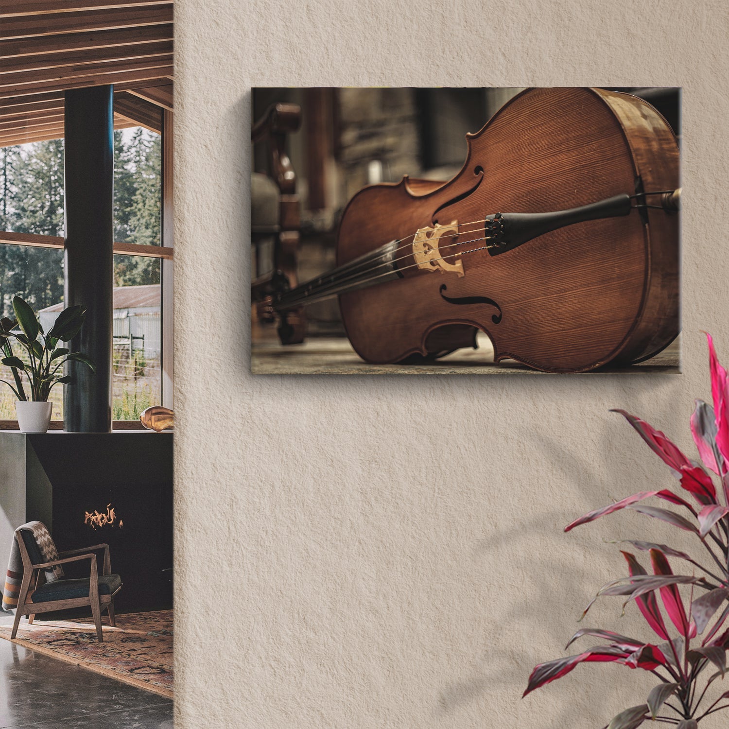 Sepia Strings Cello Sepia Canvas Wall Art